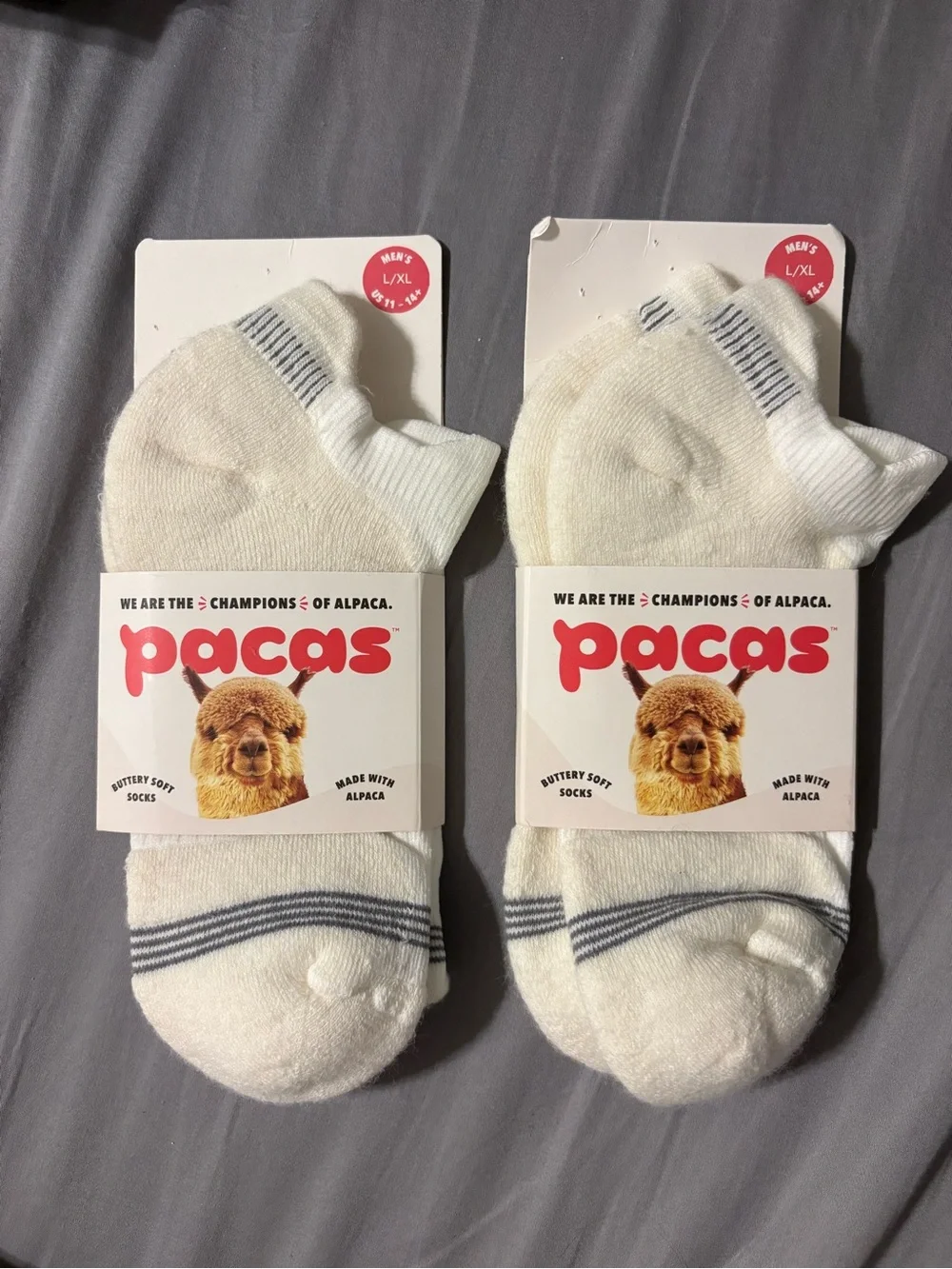 2 pair Pacas Men’s Ankle Socks - White - L/XL